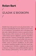 Izlazak iz bioskopa, Rolan Bart, Fakultet za medije i komunikacije